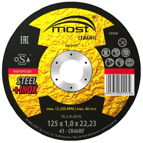 Lõikeketas MOST CERAMIC Metal/Inox 41 125×1.0×22 CR46-BF