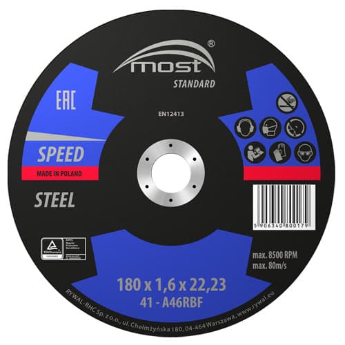 Lõikeketas MOST STANDARD METAL 41 180×1.6×22 A46RBF Pakend 25tk
