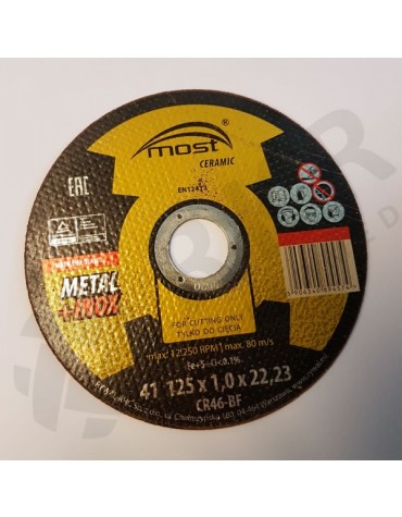 Lõikeketas MOST CERAMIC Metal/Inox 41 125*1.0*22 CR46-BF
