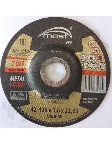 Lõikeketas MOST PRO Metal/Inox 42 125*1.6*22 A46T-BF 